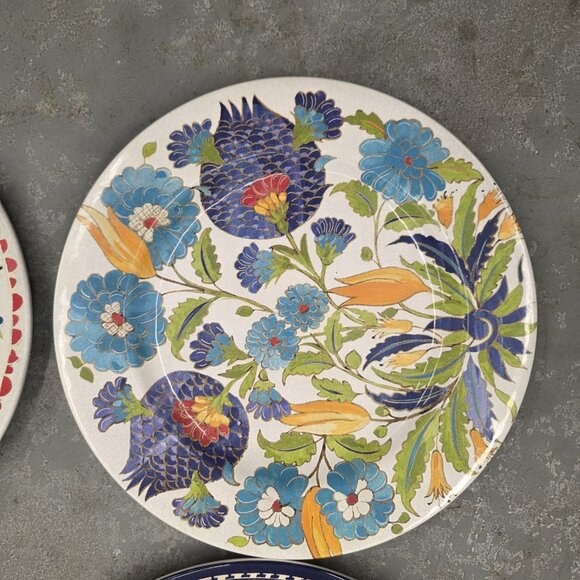 Williams Sonoma Set Of 4 Dinner Plates Floral Mosaic Medallion 10in Plastic - Picture 2 of 10